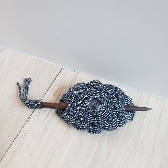The Unbranded Brand Accessories - Beaded Gemstone Barrette Artisan Handmade Hair Stick